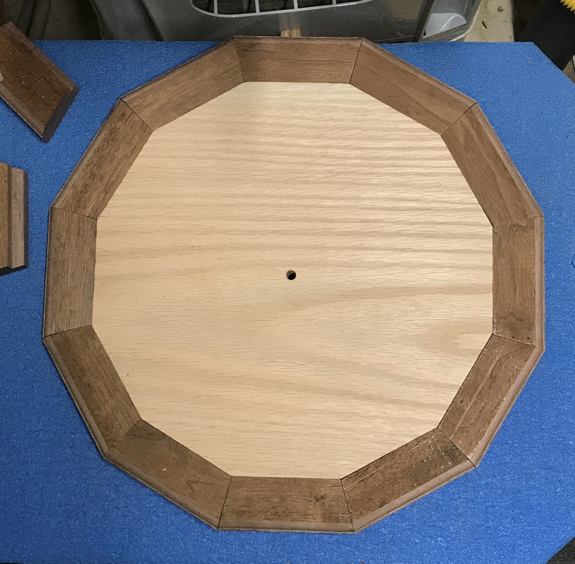 The sanded dodecagon and boards to make the outer frame